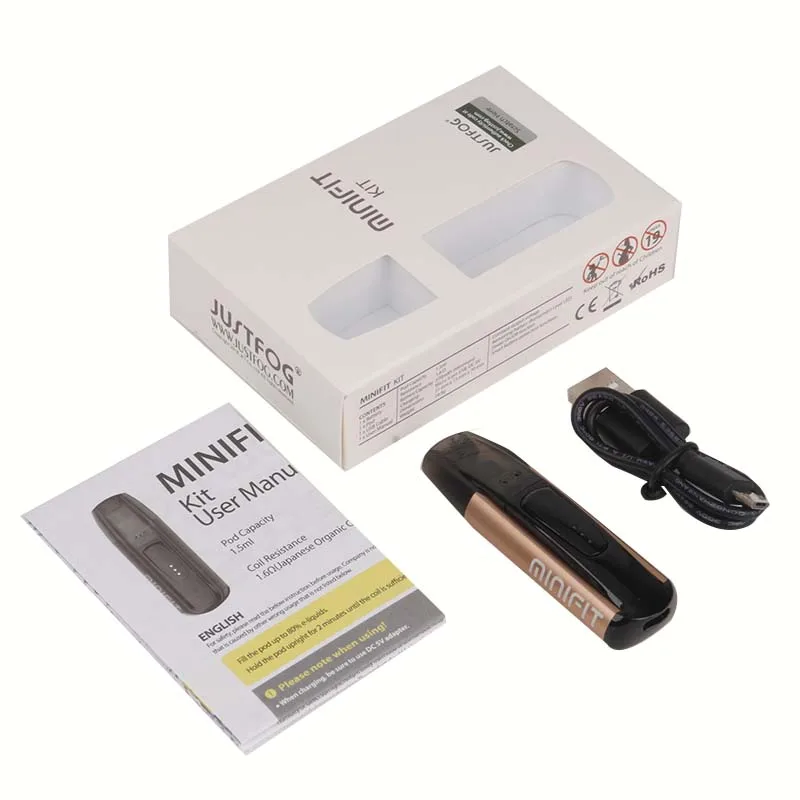 30 шт. Justfog Minifit Pod Комплект с 370 мАч батареей и 1,5 мл бак электронная сигарета Vape ручка все в одном пара кальян