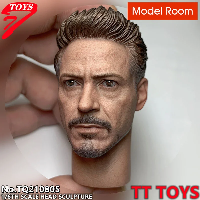 

TTTOYS TQ210805 1/6 Tony Robert Downey Jr. Head Sculpt Carving Model Fit 12'' Male Soldier Action Figure Body Dolls