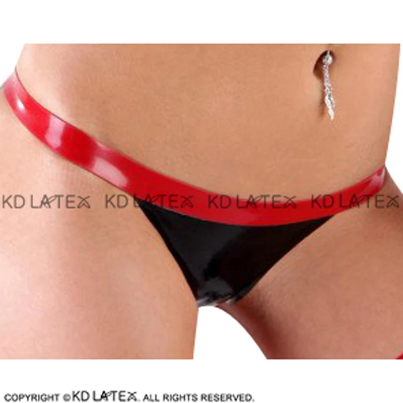 Black And Red Trims Sexy Latex G String Rubber Panties Thong Underpants Underwear Plus Size DK-0151