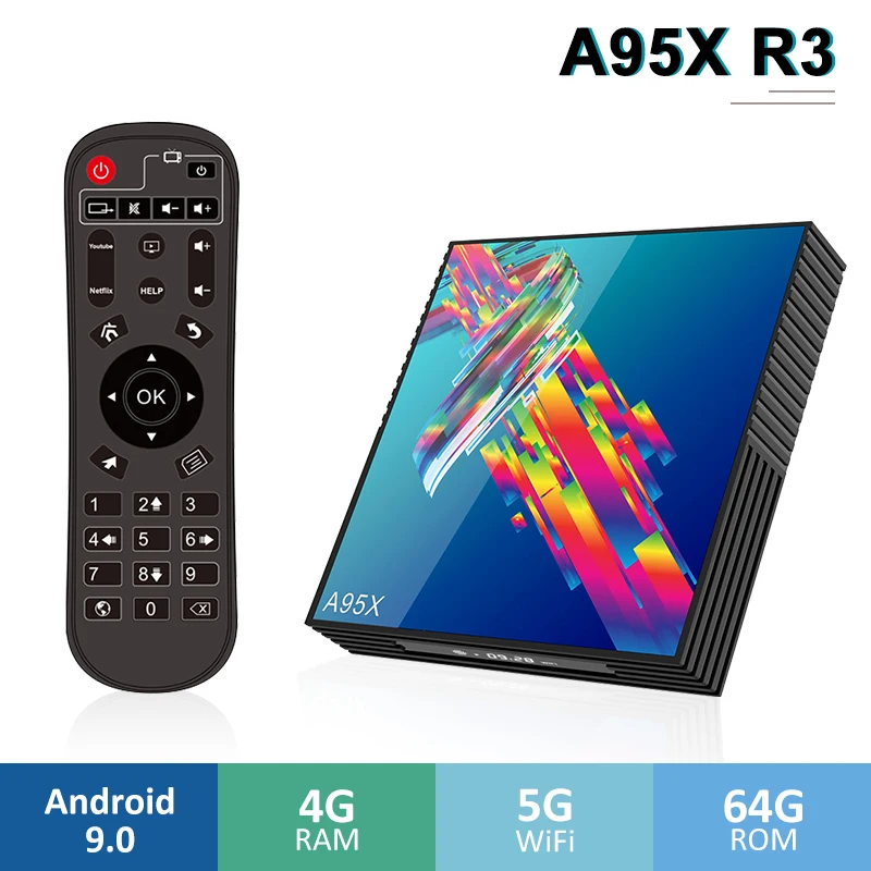 Приставка Смарт ТВ A95X R3 Android 9 0 4 + 64 ГБ Wi Fi bluetooth 0|ТВ-приставки и медиаплееры| |