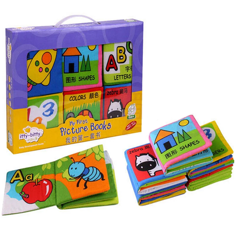 6 шт./компл. мягкие детские тканевые книги забавная погремушка грызунок для