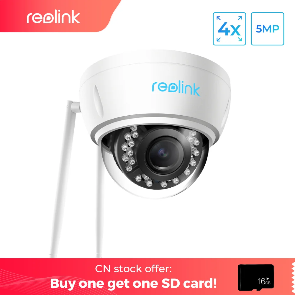 Reolink IP камера 4MP/5MP WiFi 2,4G/5G 4x оптический зум беспроводная камера безопасности со встроенным слот карты Micro SD RLC-422W