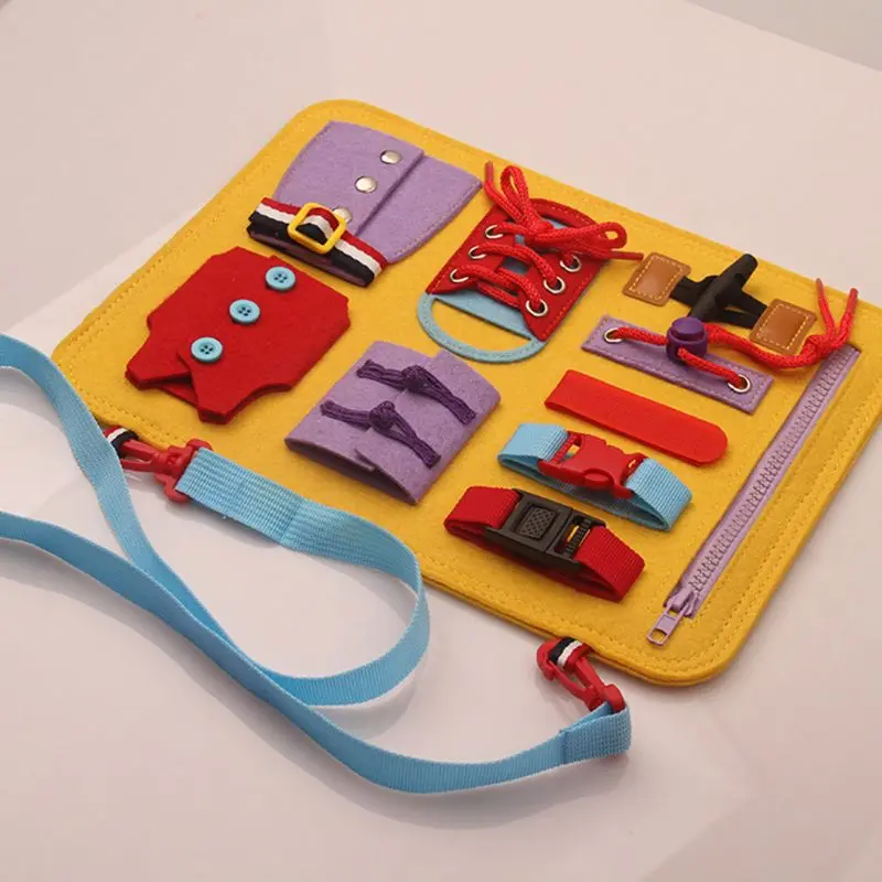 

Baby Montessori Basic Skills Activity Busy Board Educational Learning Teaching Tie Shoe Laces Button Zipper Aids Toy