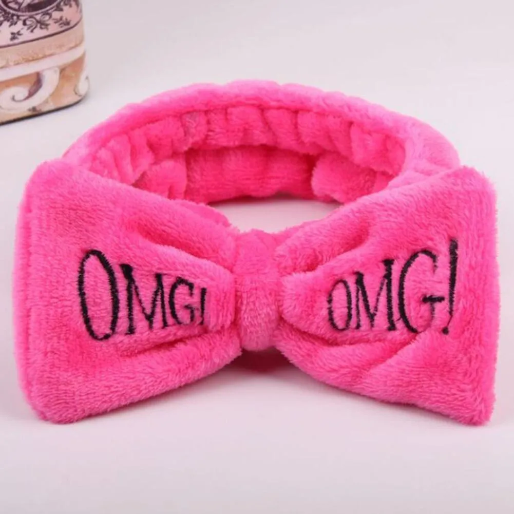 

2021 Hot OMG Letter Bow Headband Women Hair Turban Accessories Head Wrap Soft Coral Fleece Makeup Washing Face Turban Hairbands