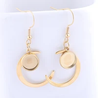 6pcs dangle moon charm earring setting blanks stainless steel gold plated fit 10m cabochon base trays diy earring bezels