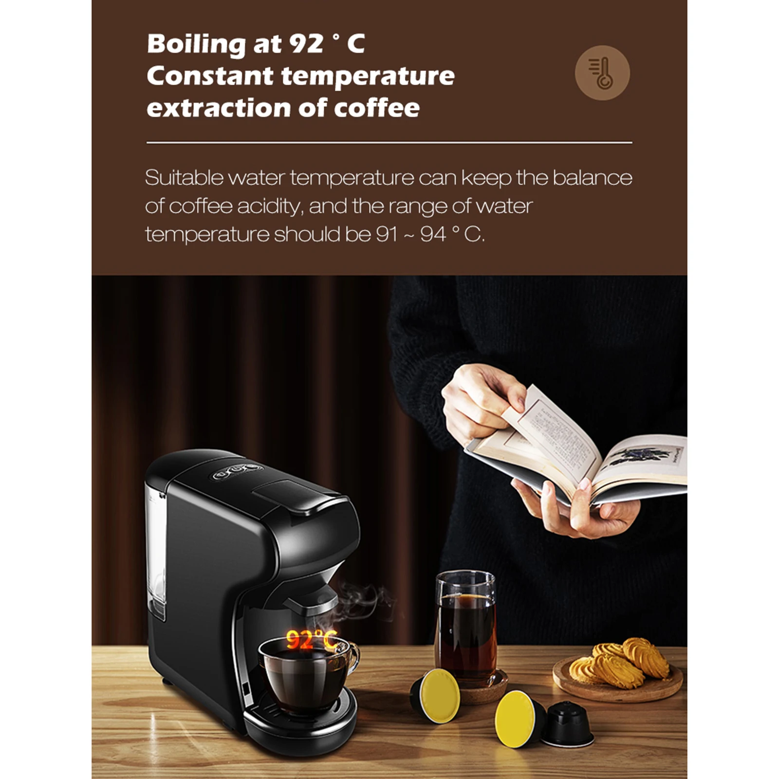 

4in1 Multi-Function Mini Espresso Machine Brewer 20oz 1450W for Nespresso Capsule Italian Dolce Gusto Starbucks ESE UK