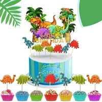 73pcs cake decoration dinosaur cake topper cupcake toppers for safari wild animal theme birthday party for boy girl kid birthd
