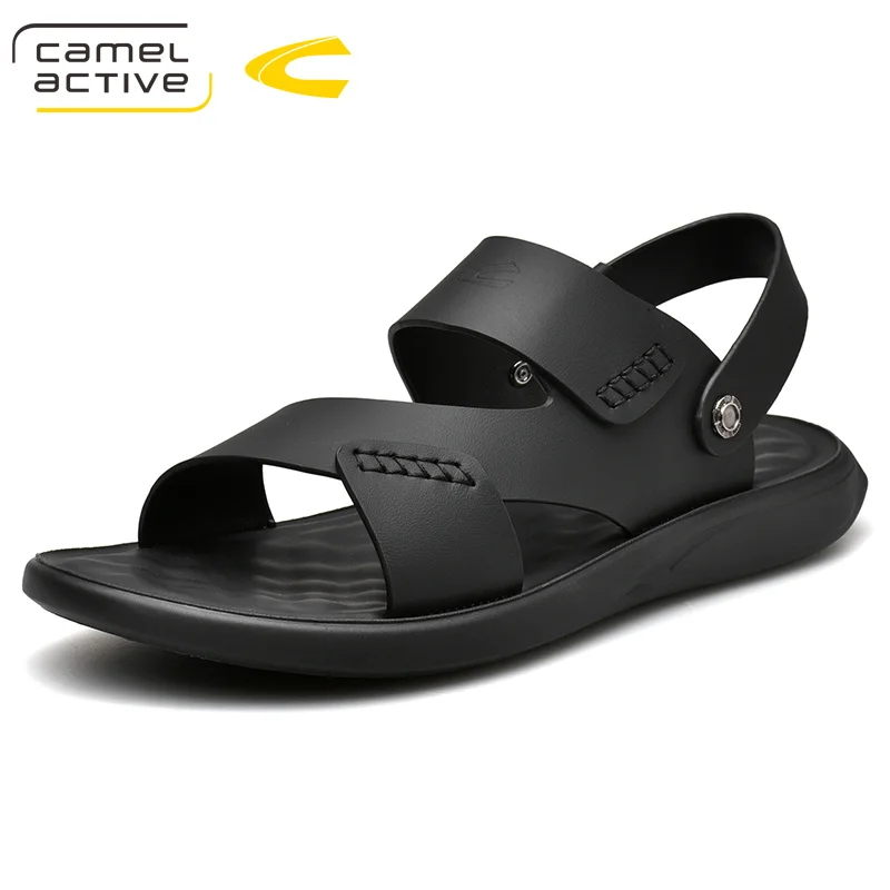 Camel Active/Новые мужские сандалии Летняя обувь из натуральной кожи Новая Пляжная мужская повседневная обувь мужские уличные сандалии размера плюс 38-44 - Цвет: 19288 black