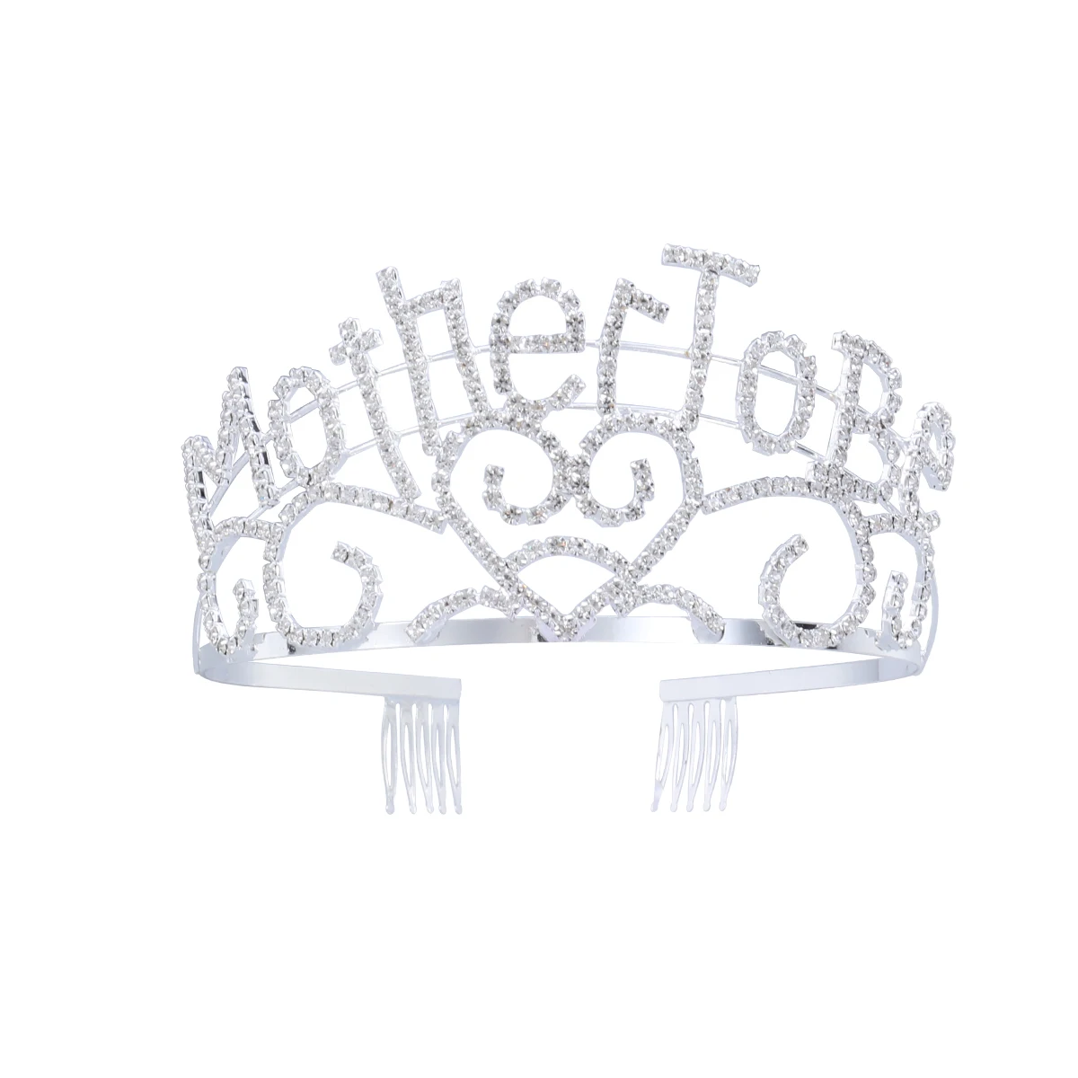 Металлическая корона с сердечками для мамы серебряная тиара сверкающие стразы