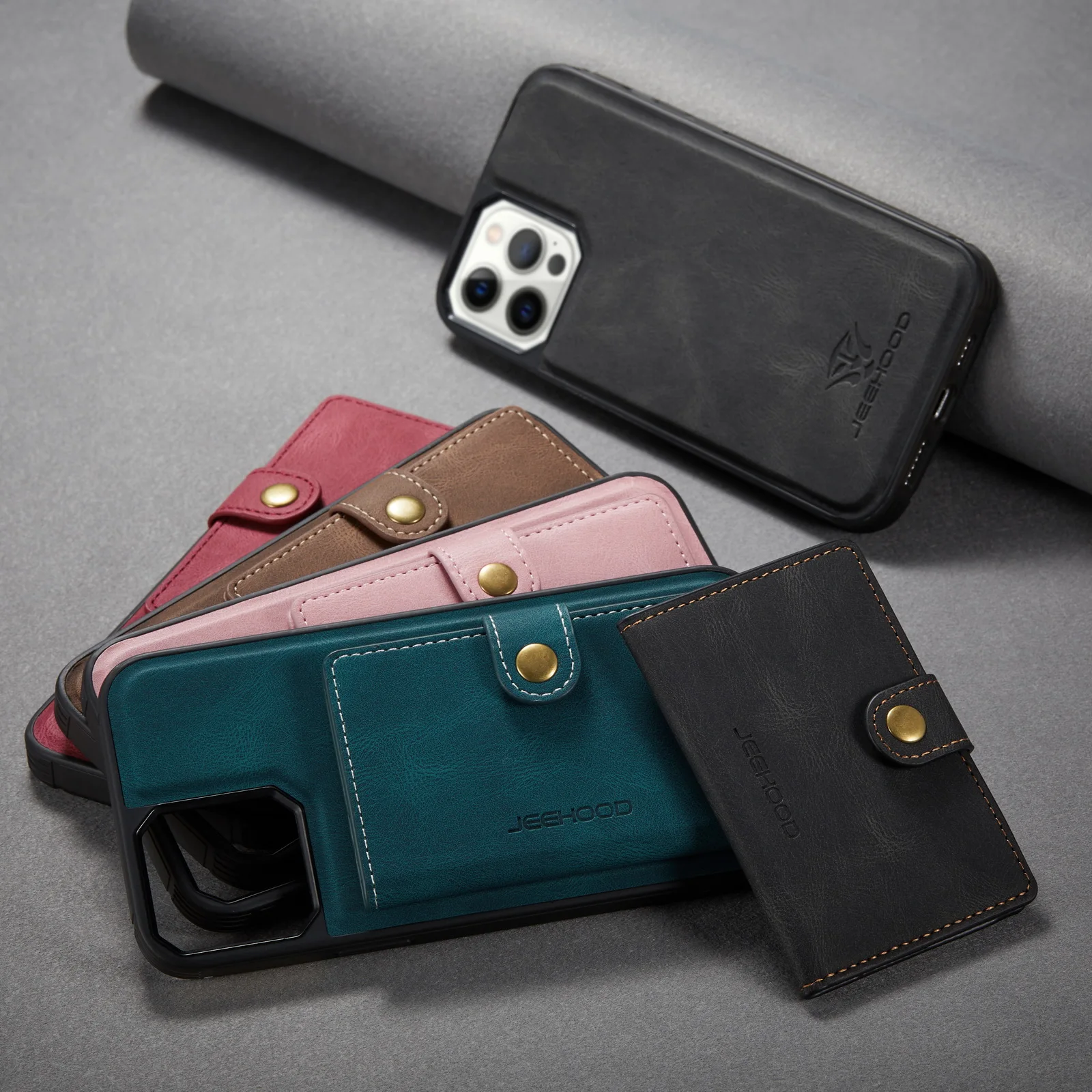 

Back Cover for iPhone 12 11 Pro Max XS XR X SE 2020 8 7 Plus Phone Case wiht Leather Card Holder Magnetic Detachable Wallet Bag