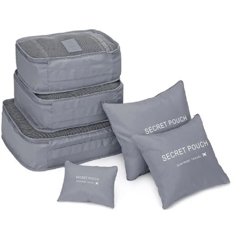 Серый 6 шт. водонепроницаемые дорожные сумки одежда чемодан Органайзер сумка Упаковка распродажа - Цвет: Серый