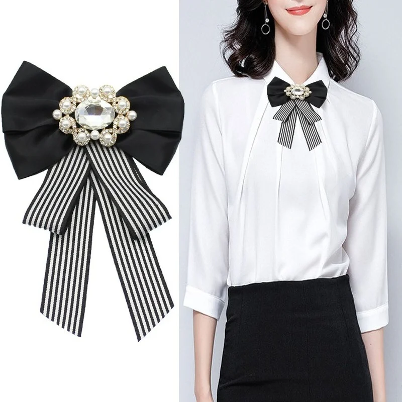 

Korean Version of The British Style Cloth Brooch Retro Temperament Bow Tie Professional Shirt Female Collar Flower