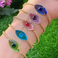 5pcs fashion design multi colorful luxury eyes charm jewelry finding copper link chain beads bracelet