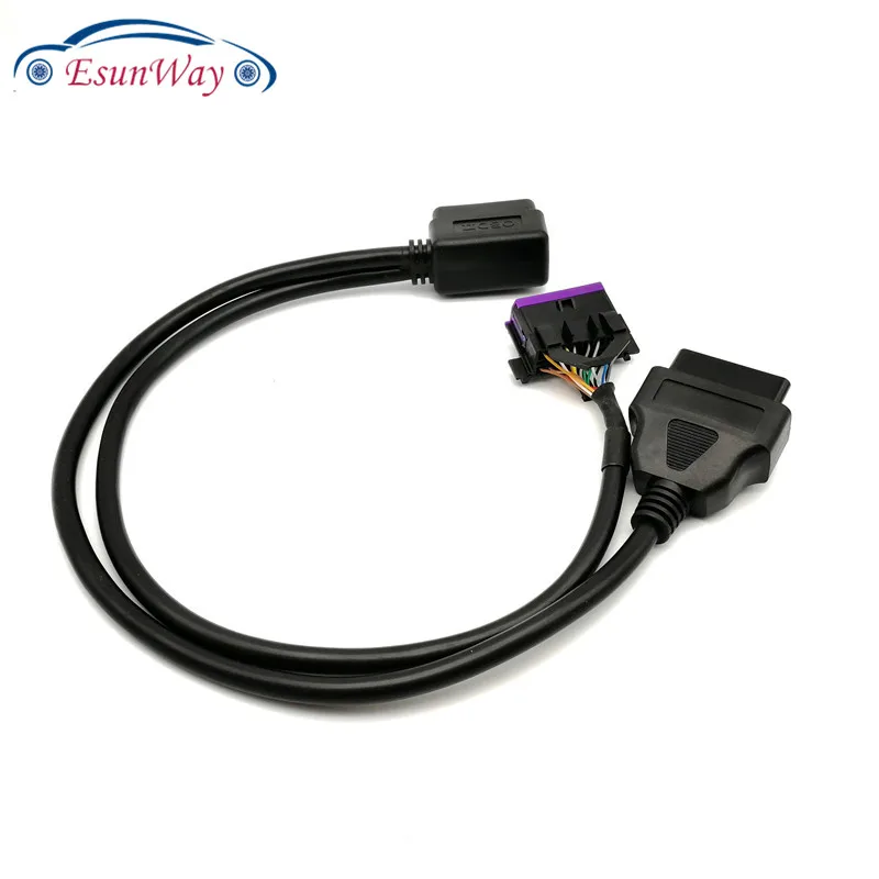 OBD2 16 Pin штекер двойной Женский Удлинительный кабель, OBD Y КАБЕЛЬ, адаптер OBD твердость провода для VW, AU-DI