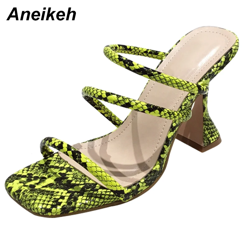 Сандалии Aneikeh женские с принтом змеиной кожи пикантные босоножки в римском стиле