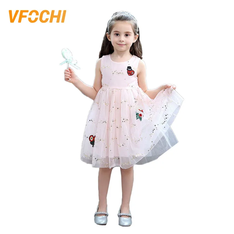 VFOCHI 2019 платья для девочек летняя Милая Одежда кружевные Детские без рукавов