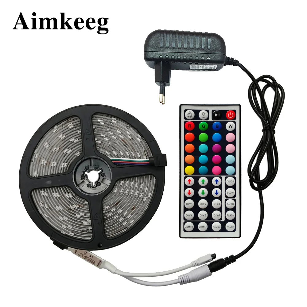 SMD 5050 SMD 2835 RGB Светодиодная лента водонепроницаемая гибкая Диодная лента 5 м 10 м 15 м Светодиодная лента 12 В с пультом дистанционного управления