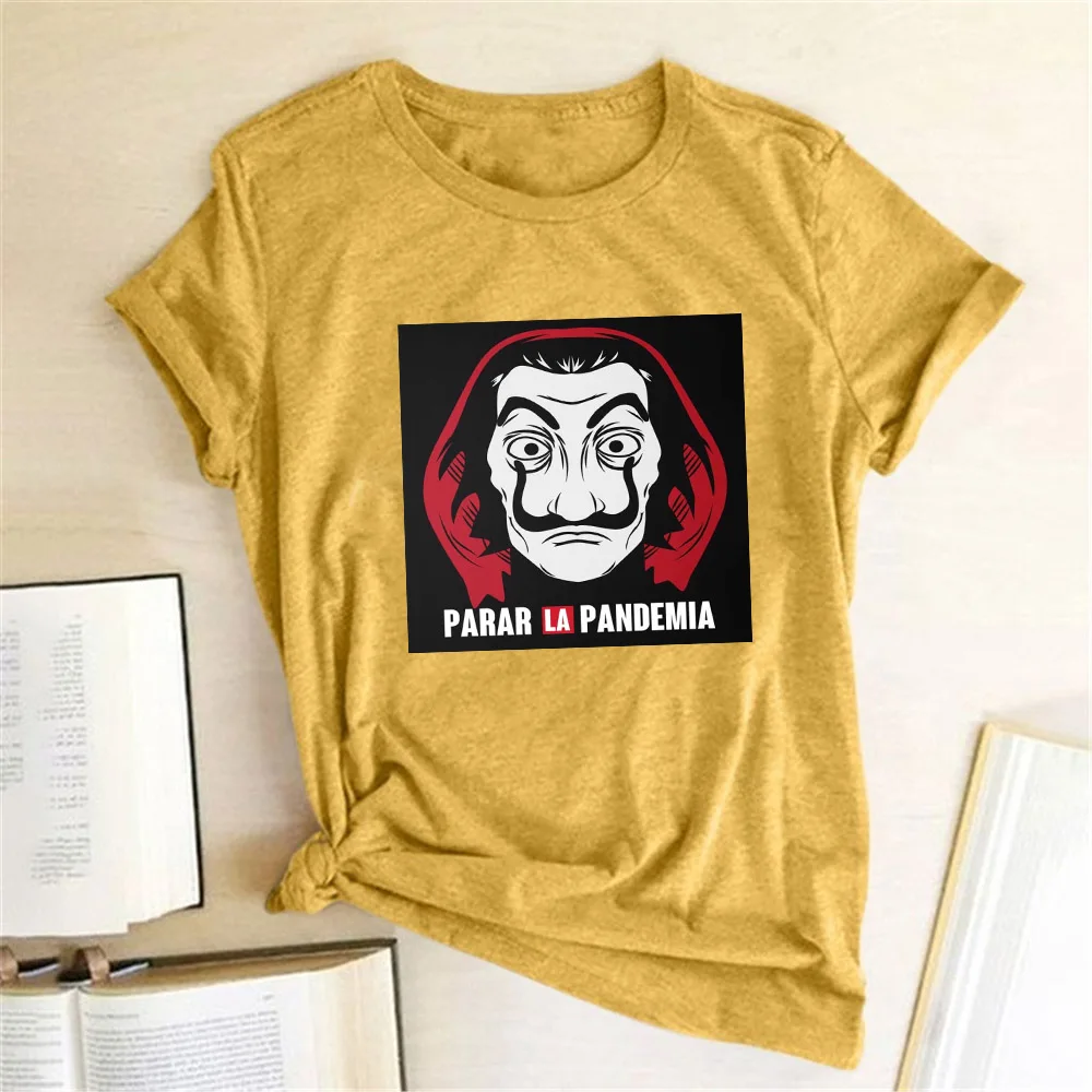 Модная женская футболка с принтом Parar La Pandemia Casa De Papel топ деньги дом бумаги Camiseta ТВ