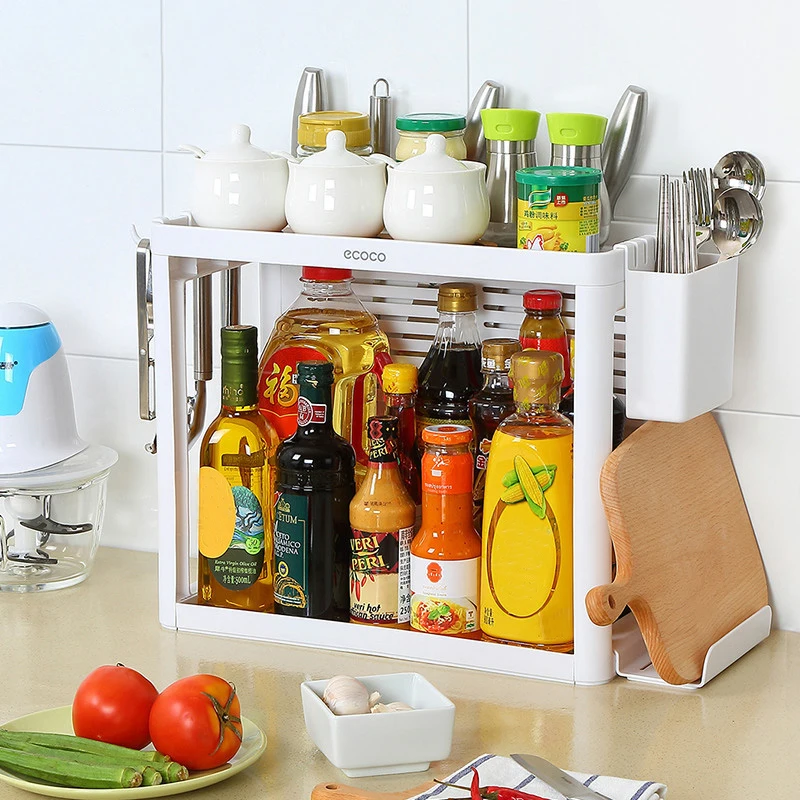 

Kitchen Organizer Multifunction Storage Shelf Rack 4 Activity Hooks For Kitchen Drainer Chopsticks Knife Cutting Board Holder