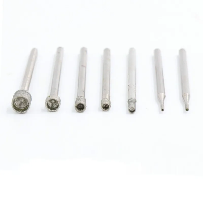 10PCS Diamond Grinding Needle Head 2.35MM Shank Concave Burs For Jade Amber Agate Carving Jewellery Making Tools