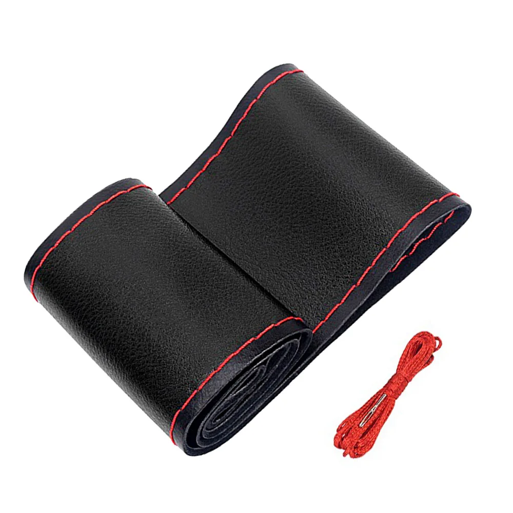 38CM RED 38 см чехол рулевого колеса автомобиля для Audi A3 Sportback 8P A4 B6 B8 A6 C6 C5 Q5 Q3 Q7 100 C4 TT MK1 Sline Авто рулевое колесо крышка - Название цвета: 38CM RED