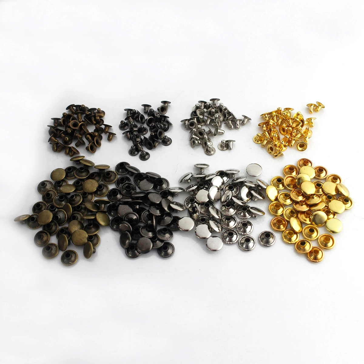 

100sets 12mm~15mm Metal Single Cap Rivets Studs Round Rivet for DIY Leather Craft Bag Belt Garments Hat Shoes Pet Collar Decor