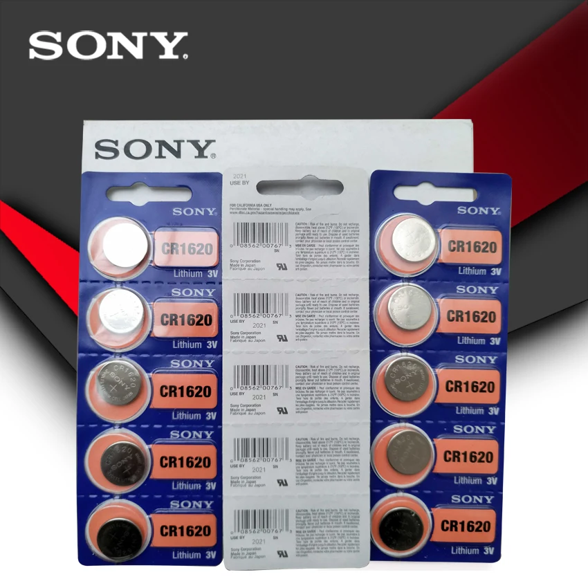 5 шт./лот Sony 100% оригинальный CR1620 кнопочный Аккумулятор для часов автомобильный
