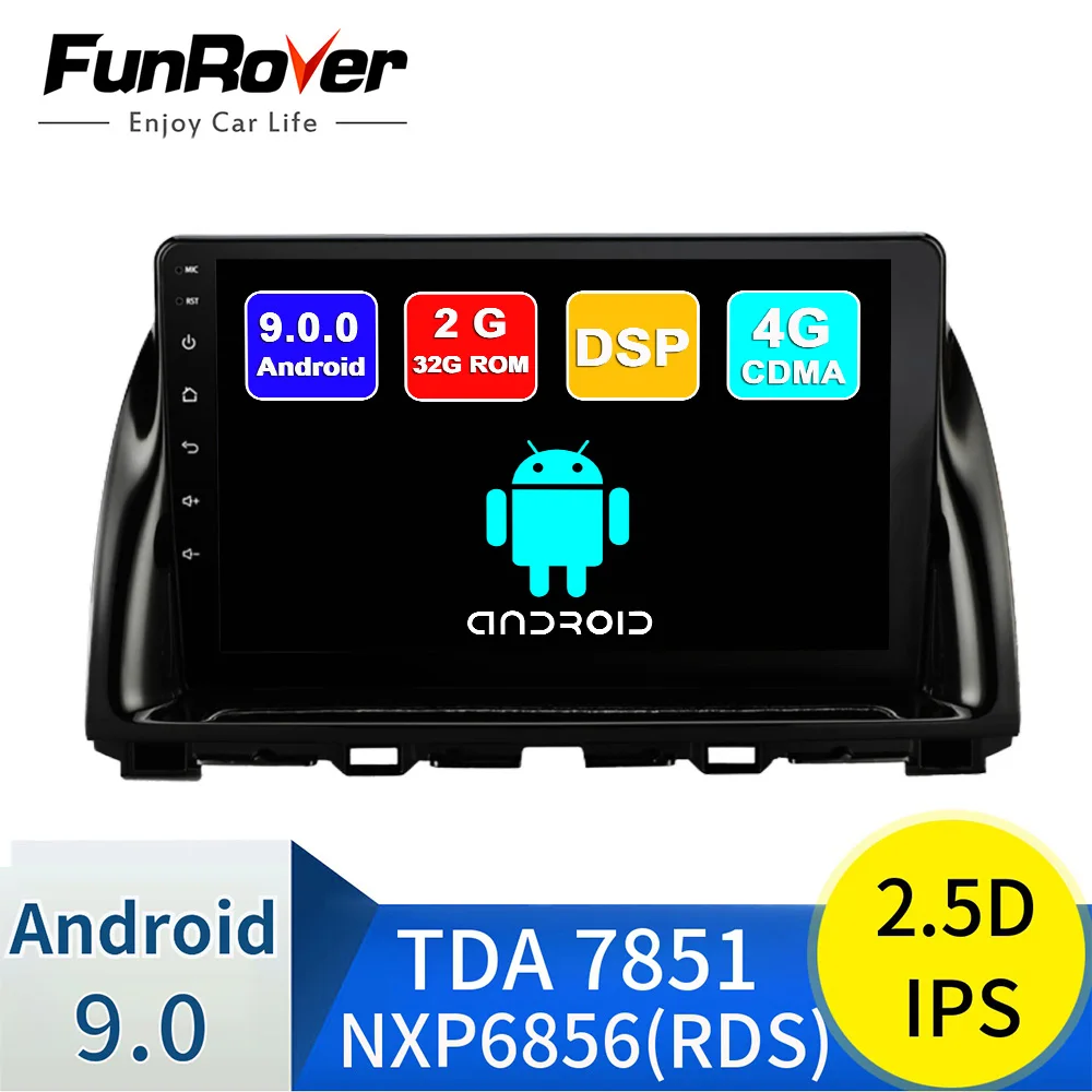 FUNROVER android 9,0 2.5D+ ips автомобильный dvd мультимедийный плеер для Mazda CX-5 CX5 2013- радио gps навигация Стерео Авторадио DSP