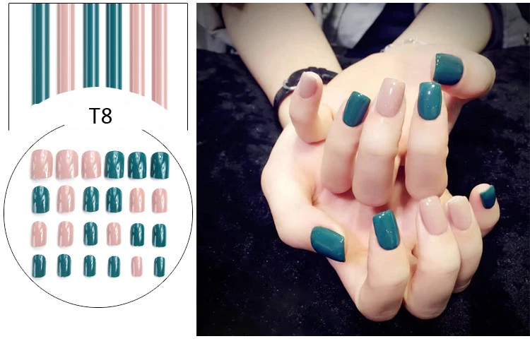 Лидер продаж 2019 накладные ногти хаки телесного цвета мраморный гроб плоские