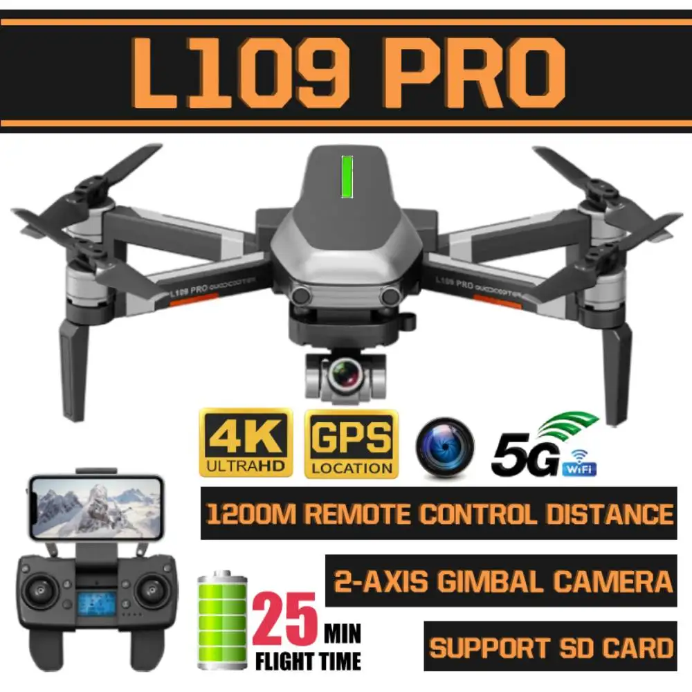 Квадрокоптер L109 Pro с HD камерой 4K Wi Fi FPV 1 2 км|Радиоуправляемые вертолеты| |