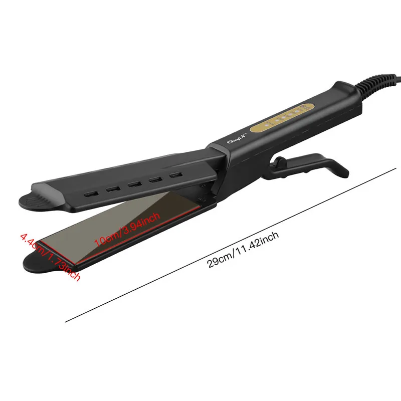 

Professional Vented Electric Hair Straightener Steam Vent Wide Flat Iron Negative Ion Straightening Iron Temperature Adjustable