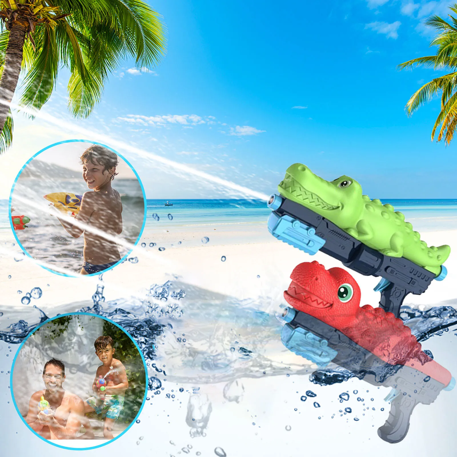 

ChiDinosaur Water Gun For Kids Summer Cute Cartoon Tyrannosaurus Press Water Spray Gun Small Pistol Gun Outdoor Beach Garden Toy