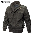 Мужская хлопковая куртка-бомбер в стиле милитари, размеры до 6XL