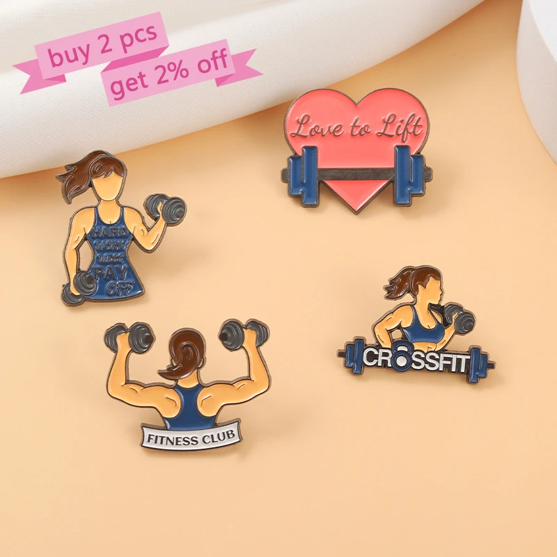 Спортивные эмалевые заколки для фитнеса Индивидуальные Женские штанги жилет