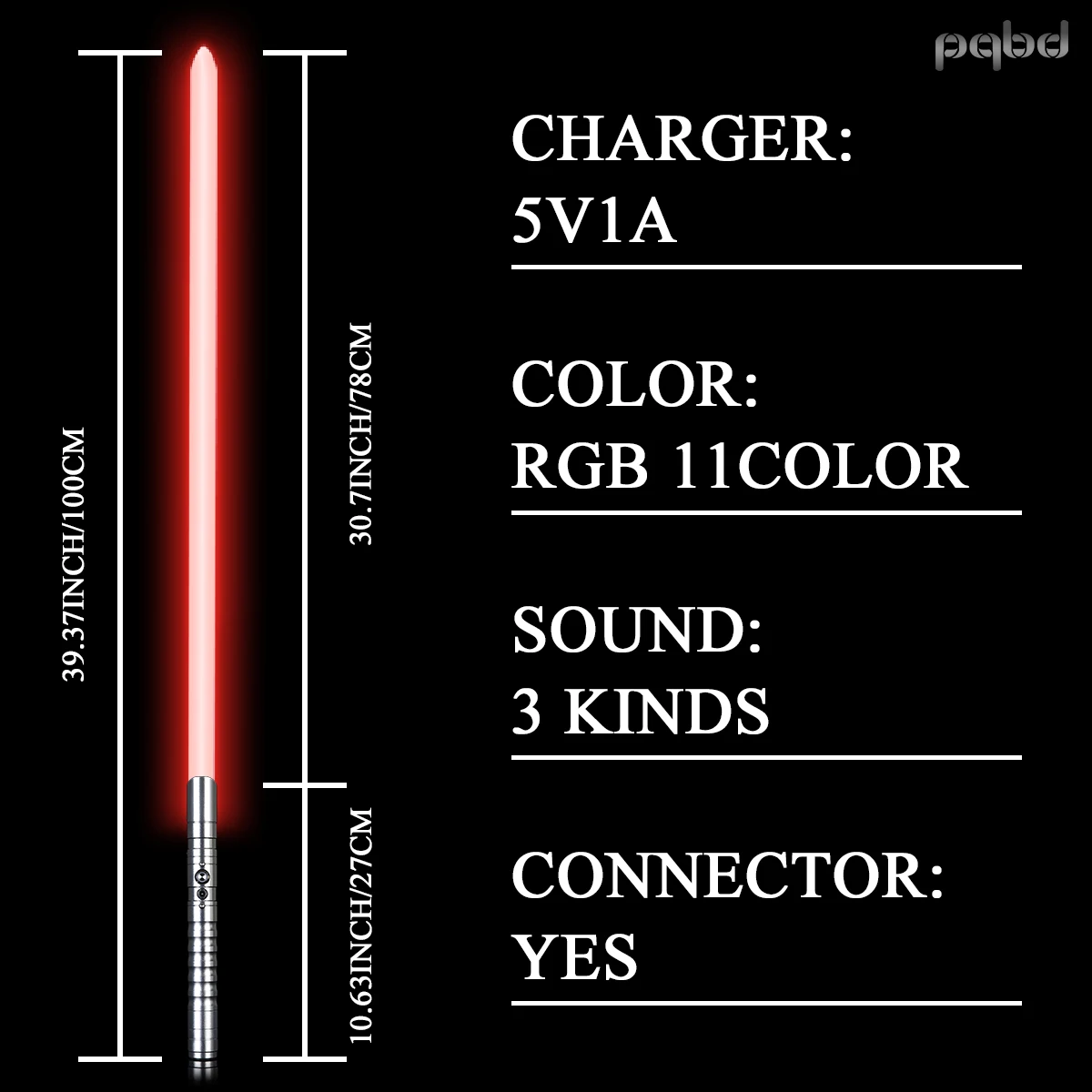 

pqbd Lightsaber RGB Metal Handle Heavy Dueling Color Change Volume Adjustment Force Soundfons FOC Blaster LED Light Cosplay Gift