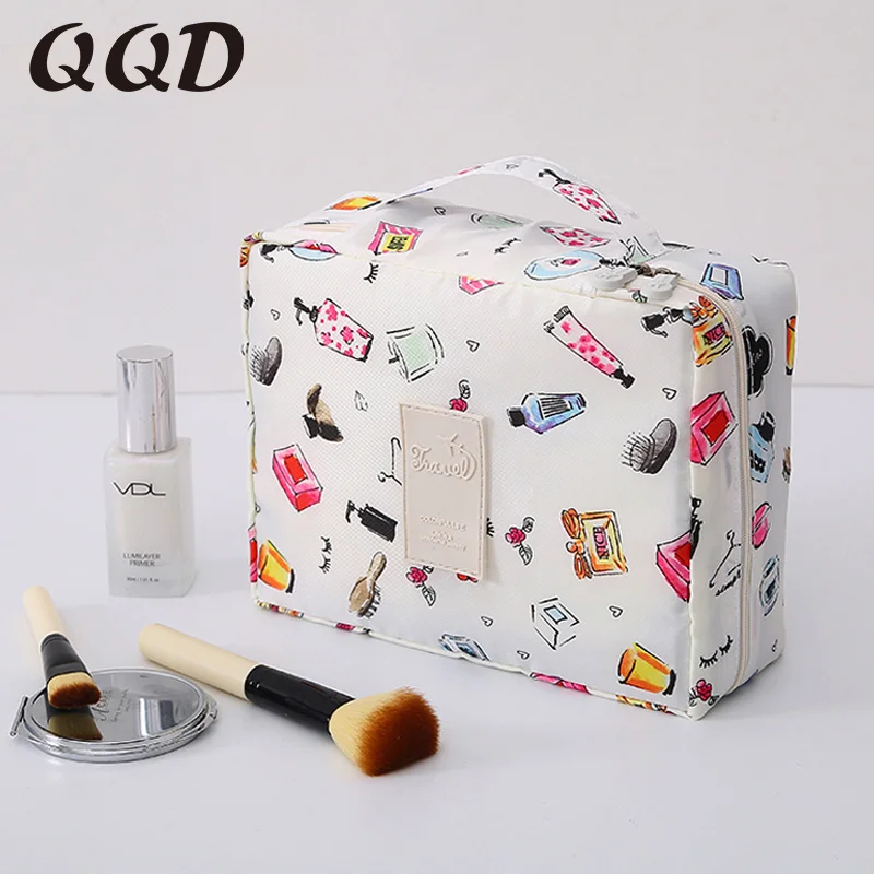 

Косметичка QQD женская, органайзер с ручками, модная сумочка для туалетных принадлежностей, водонепроницаемый чехол с фламинго для хранения,...