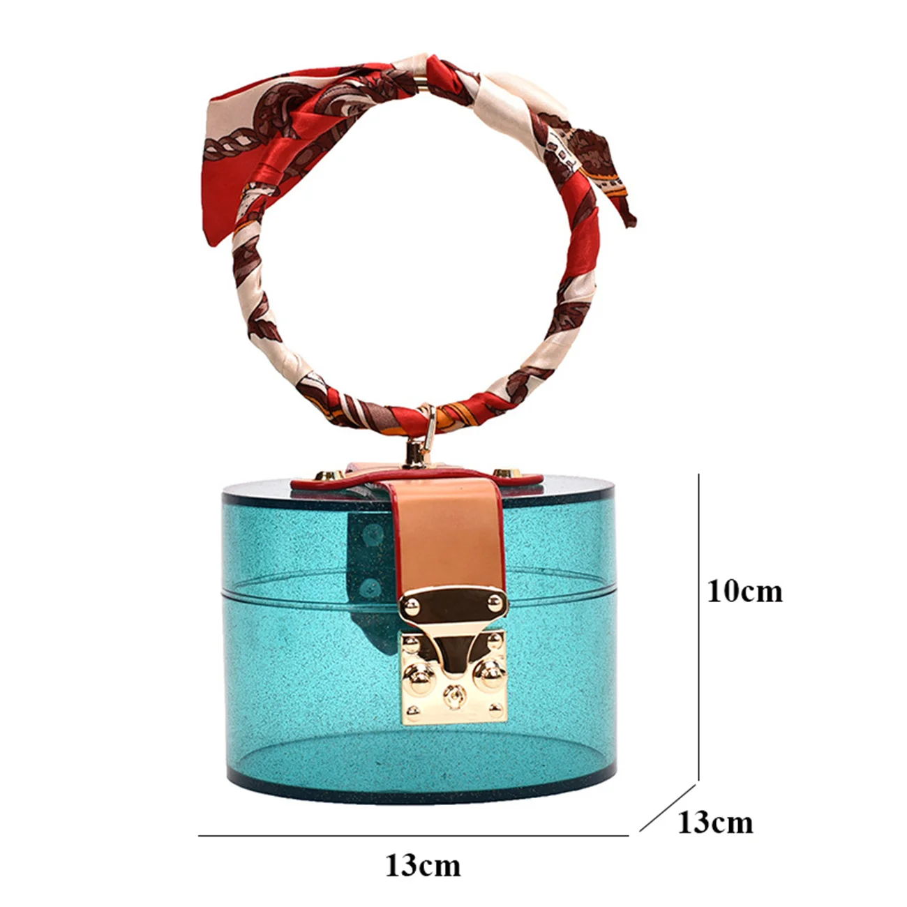 

Transparent MINI Tote Bags For Women Summer Fashion Acrylic Handbags Scarves Designer Hand Bag 2020 Lady Round Metal Jelly Bags