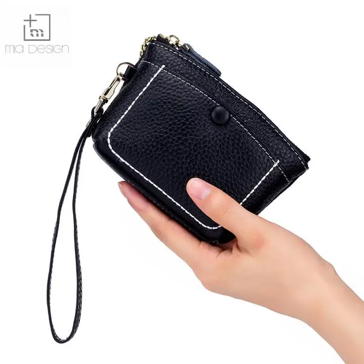

Women Mini genuine leather coin purse Clutch Wallet hot sale custom logo Credit Card Holder Bag