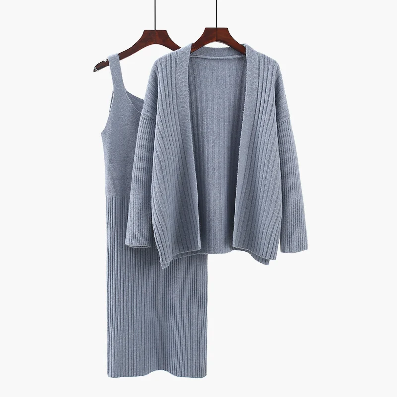 Кардиган с длинными рукавами пальто и платье жилет Модный женский вязаный