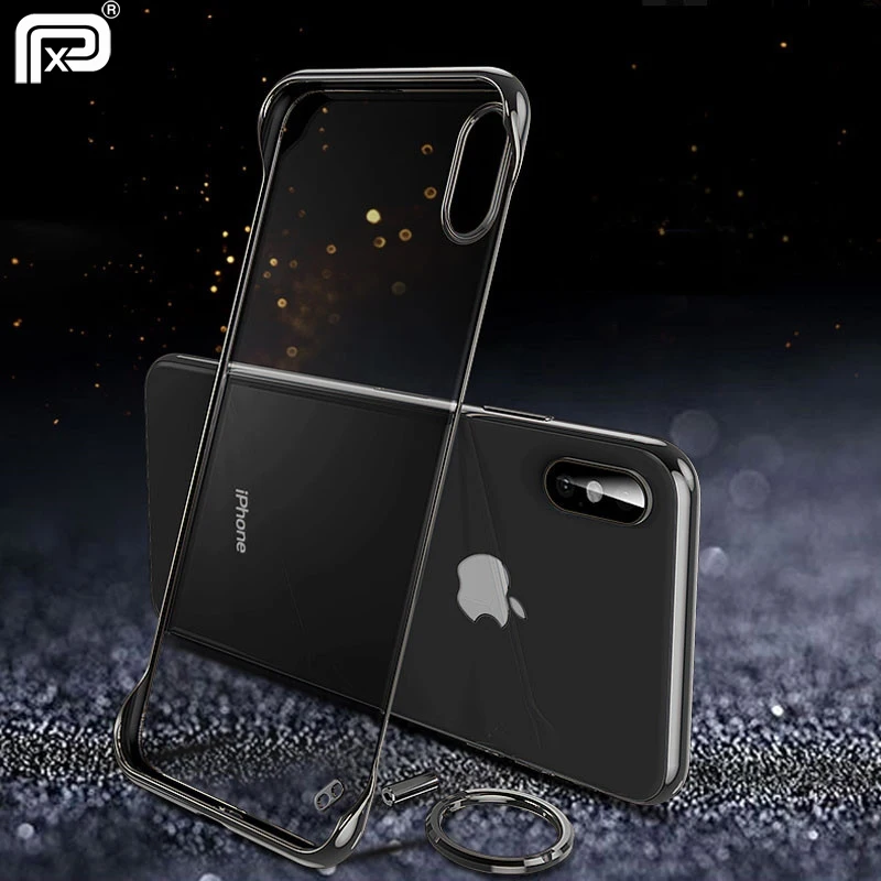 For iPhone Xr XS Max 7 8 6S 6 Plus 11 2019 Case Plating Transparant Frameless Hard PC Cover Pro max Finger Ring |