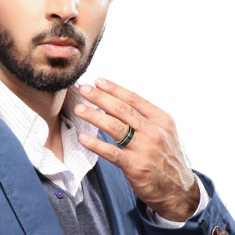 

Fashion Stainless Steel Rings Jewelry Men's Women's Ring Electroplated Titanium Steel Accessories Black blue gold Couple rings