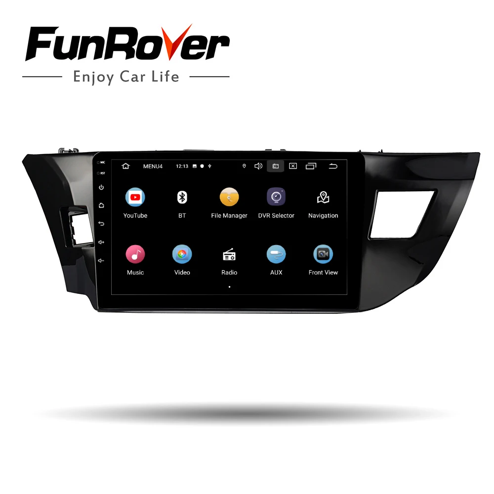 Funrover 2.5D+ ips 2 din Автомобильный Радио мультимедийный плеер Android 9,0 для Toyota Corolla 2013- dvd НАВИГАЦИЯ gps autovedio RDS BT