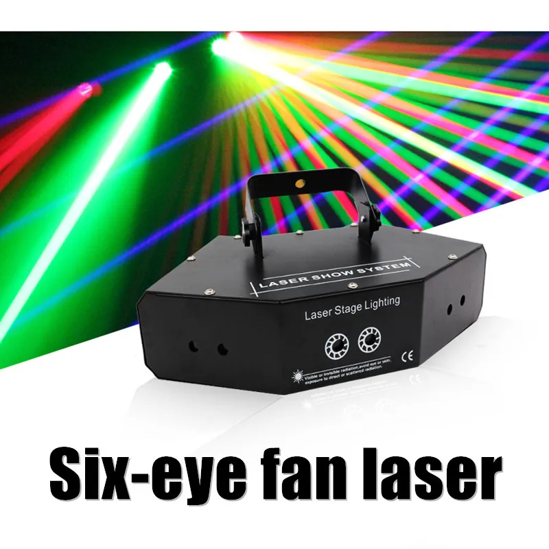 6 Eyes Double Red Green Blue RGB Beam Ray Network Cross Projector Laser Lights DMX DJ Disco Party Show Stage Lighting