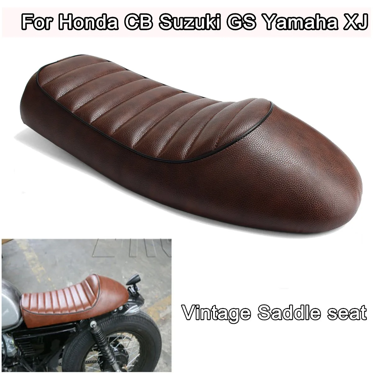 

Motorcycle Cafe Racer Hump Saddle Seat Cushion Cover With Holder Bracket Brown Coffee For Honda CB For Suzuki GS For Yamaha-XJ