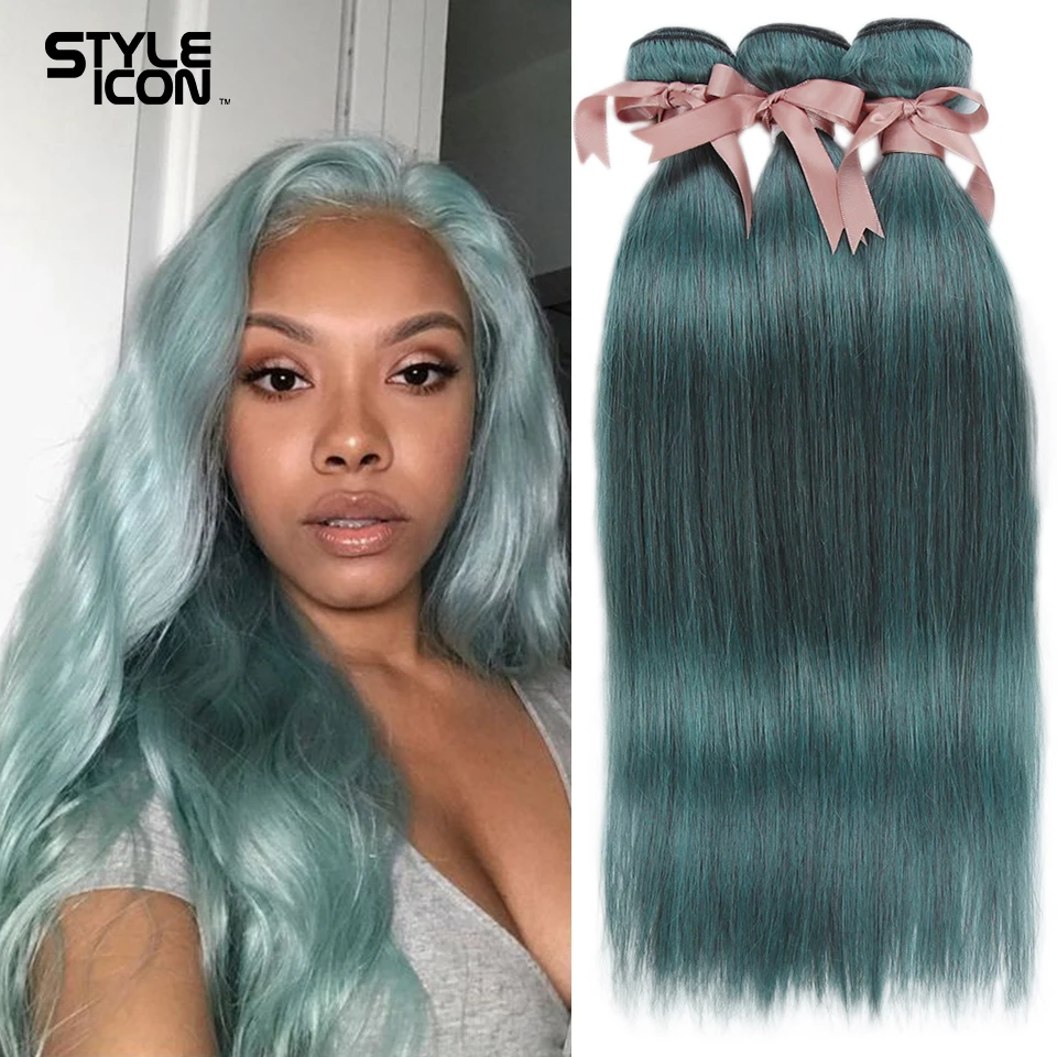 Styleicon Blue Human Hair Silk Straight Hair Bundles 26 Inch 100% Remy Brazilian hair weave bundles 1/3/4 Hair Bundles от AliExpress WW