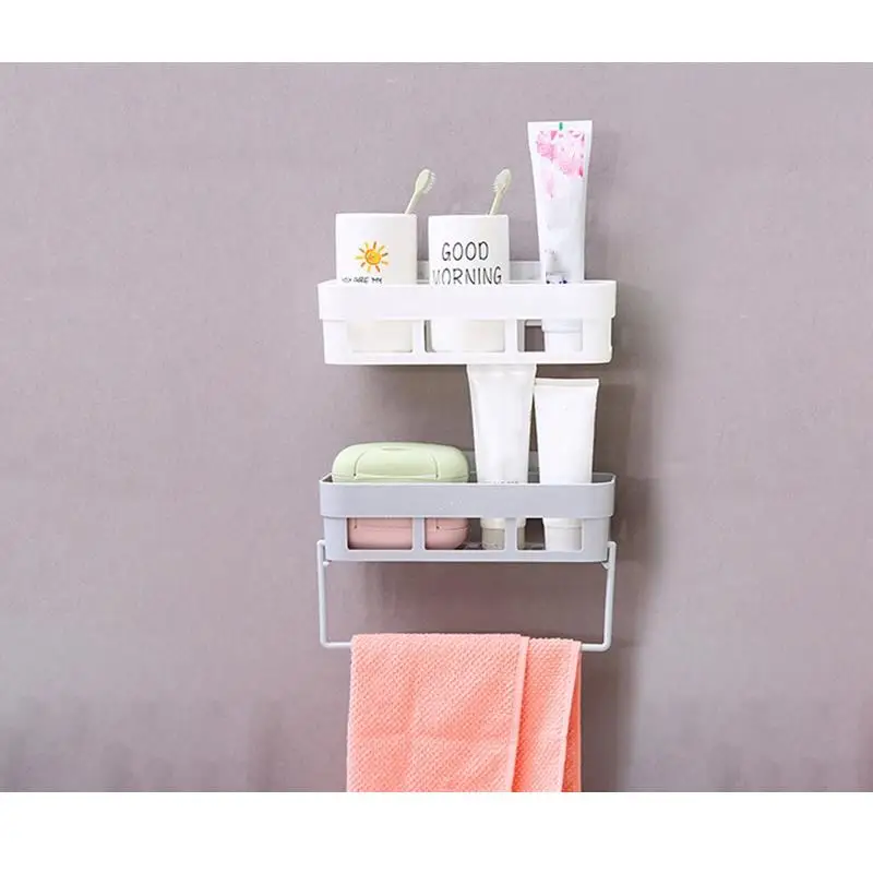 Полка для ванной без перфорации пластиковая настенная подвесная полка