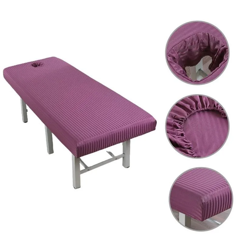 

New Beauty Salon Bed Cover Fitted Bed Sheet Elastic Full Cover Rubber Band Massage SPA Table Bed Cover with Face Hole 190x80cm