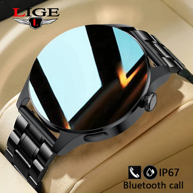 LIGE New Bluetooth Call Smart Watch Men Full Touch Sport Fitness Watches Waterproof Heart Rate Steel Band Smartwatch Android iOS