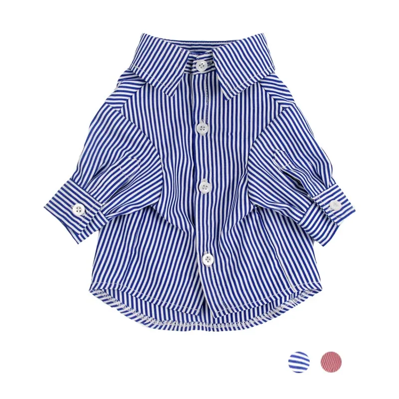 Модная одежда для собак полосатая рубашка питомцев французский бульдог тонкая