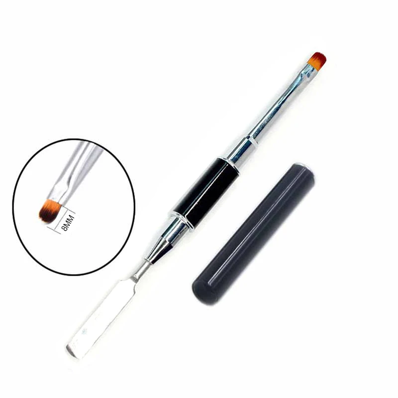 Brush MIZHSE 2 в 1 УФ-полигелевая Кисть для ногтей двухсторонняя форма ломтика акриловая кисть для ногтей Советы Гель продлевающий половой акт советы строительство ногтей искусство - Цвет: Brush